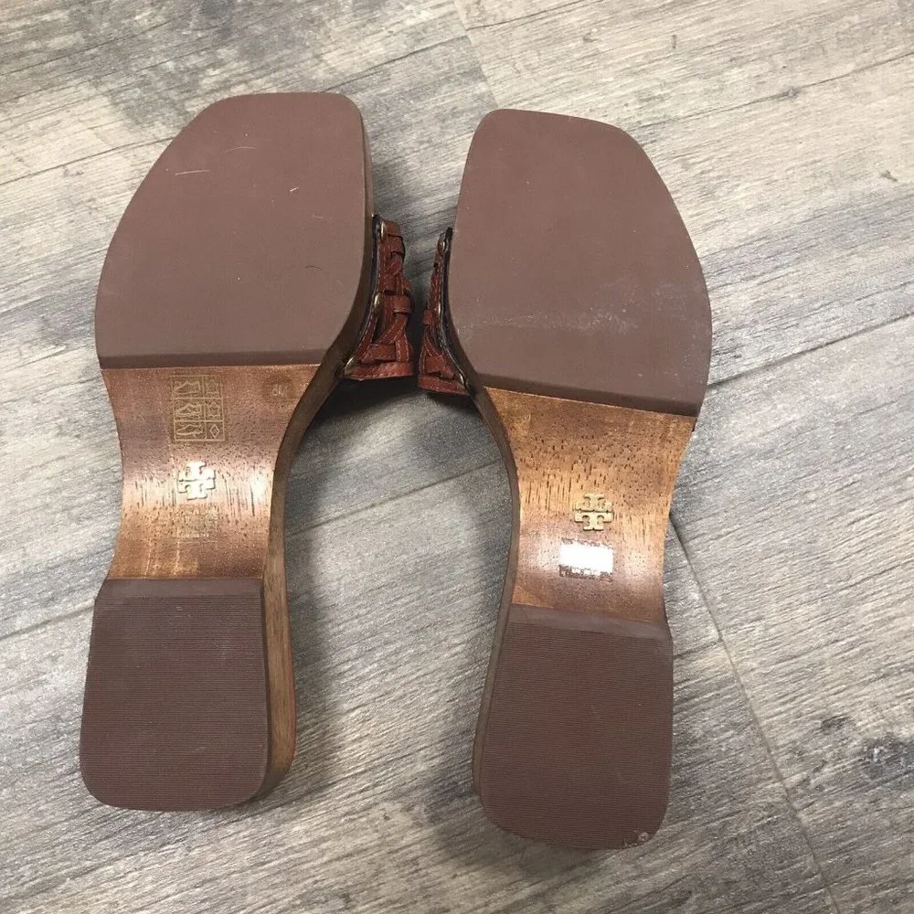 Tory Burch Basketweave Clog Women Size 8M 88748 Calf‎ Leather EUC